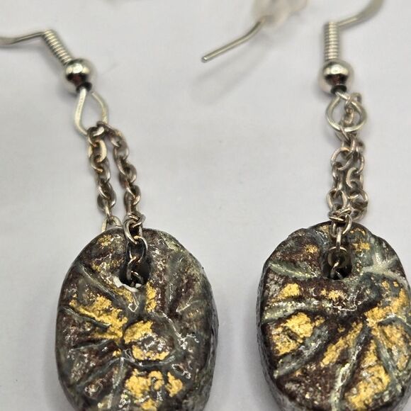 "5/$25" Artisan Crafted Clay Mixed Metal Dangle Earrings, 925 Ear Wires - Picture 5 of 9